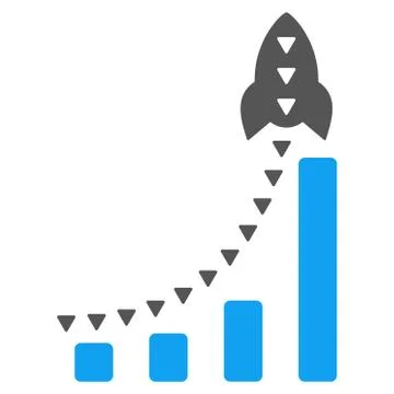 Rocket Business Bar Chart Flat Vector Symbol Illustrazione stock