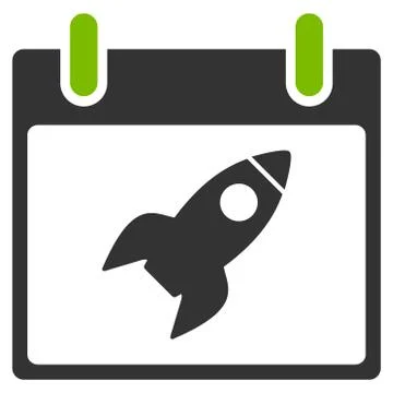 Rocket Calendar Day Flat Icon Stock Illustration