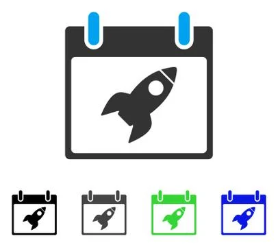 Rocket Calendar Day Flat Icon Stock Illustration