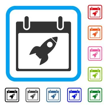 Rocket Calendar Day Framed Icon Stock Illustration