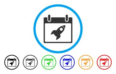 Rocket Calendar Day Rounded Icon Stock Illustration