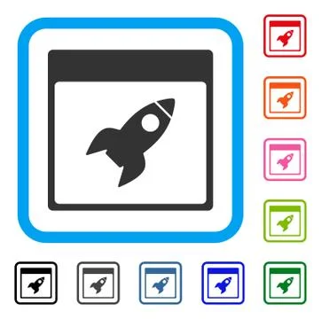 Rocket Calendar Page Framed Icon Stock Illustration