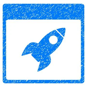 Rocket Calendar Page Grainy Texture Icon Stock Illustration