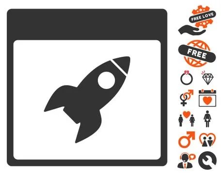 Rocket Calendar Page Icon With Bonus Stock Illustration