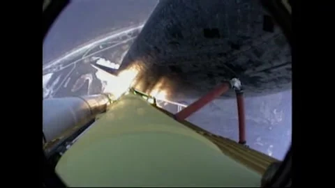 Rocket cam of NASA's Space Shuttle Atlantis lift off flight Stock Footage 283460408