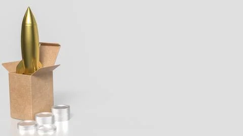 The rocket in cardboard box for Start up or Business concept 3d rendering. Stock Illustration