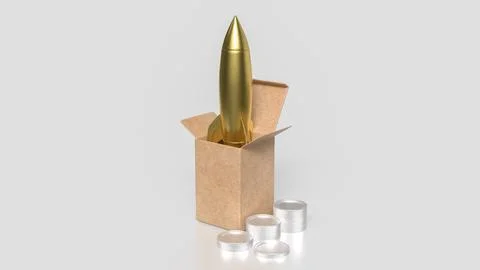 The rocket in cardboard box for Start up or Business concept 3d rendering. Stock Illustration