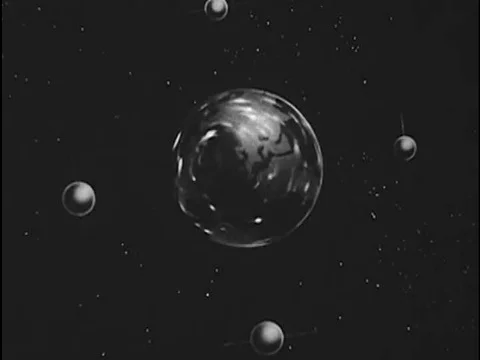 A rocket carries mice into space, testing endurance and weightlessness, in 1958. Stock Footage 75000616