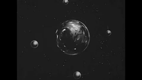 A rocket carries mice into space, testing endurance and weightlessness, in 1958. Stock Footage 141599626