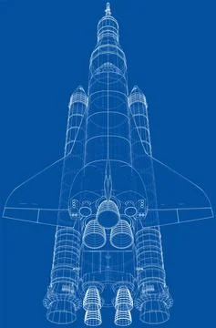 Rocket carrying space shuttle 스톡 일러스트