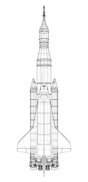 Rocket carrying space shuttle Stock Illustration