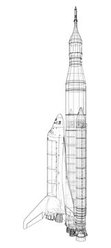 Rocket carrying space shuttle 스톡 일러스트