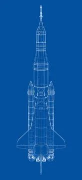 Rocket carrying space shuttle Stock Illustration