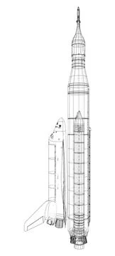Rocket carrying space shuttle 스톡 일러스트