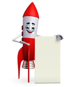 Rocket character with sign Stock Illustration