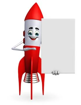Rocket character with sign Stock Illustration