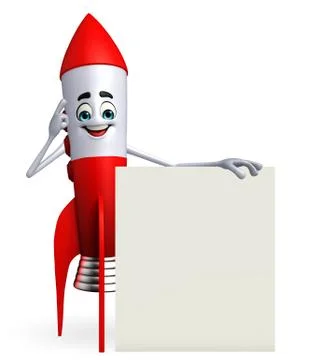 Rocket character with sign Stock Illustration