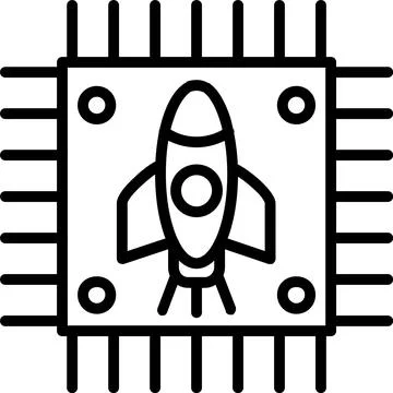 Rocket Chip Line Icon Design Stock Illustration