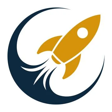 Rocket Circle Launch Logo Design Icon Vector Template Stock Illustration