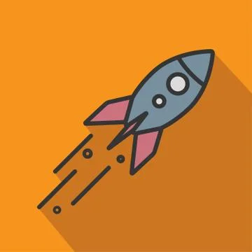 Rocket. Clipart simple icon. vector flat illustration Stock Illustration