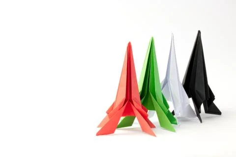 Rocket in the colors of the UAE Flag Stock Photos