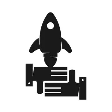 Rocket Commitment Teamwork Together Black Logo Stock-Illustration