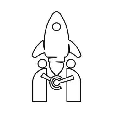 Rocket Commitment Teamwork Together Outline Logo Stock Illustration