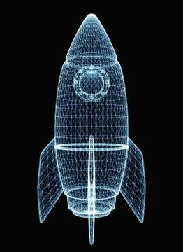 Rocket consisting of luminous lines and dots Stock Illustration