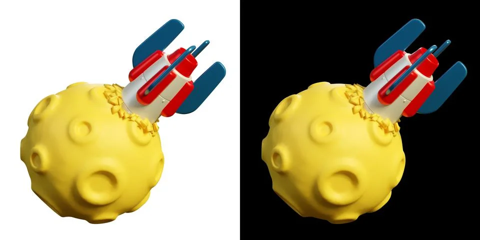 Rocket crashed on the moon Stock Illustration