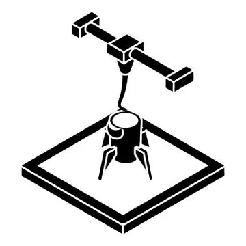 Rocket d printing icon, simple style 库存插图