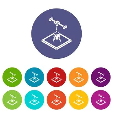 Rocket d printing icons set vector color イラスト素材