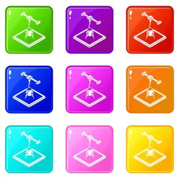 Rocket d printing icons set 9 color collection イラスト素材