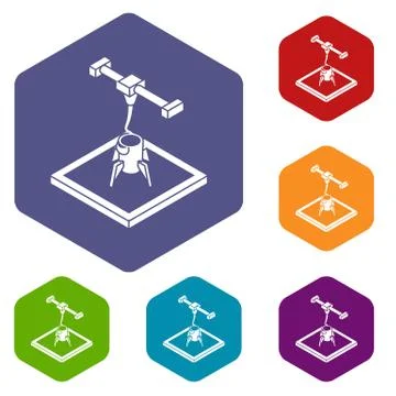 Rocket d printing icons vector hexahedron Stock Illustration