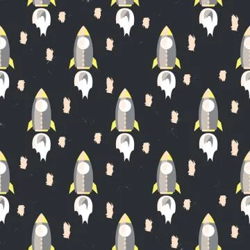Rocket dark boy pattern vector background. 库存插图