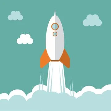 Rocket desing. Spaceship icon. Flat illustration , editable vector Stock Illustration