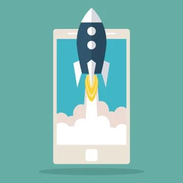 Rocket desing. Spaceship icon. Flat illustration , editable vector Stock Illustration