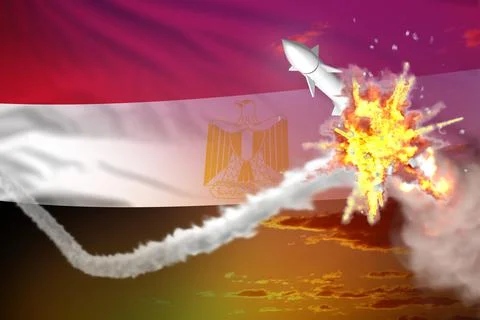 Rocket destroyed in air, Egypt ballistic warhead protection 스톡 일러스트