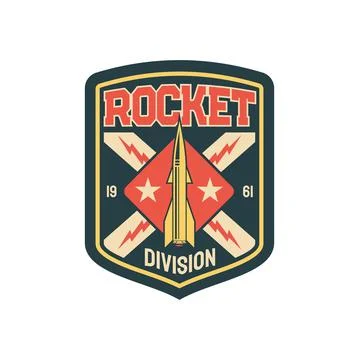 Rocket division patch on uniform with rocket craft Stock Illustration