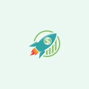Rocket with dollar logo design template Illustrazione stock