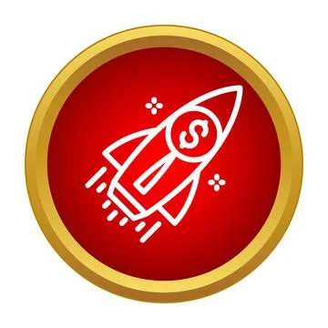 Rocket with dollar sign launching in red circle Stock Illustration