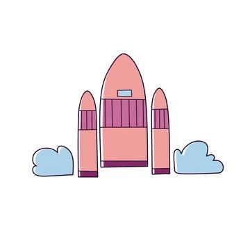 Rocket doodle drawing, Vector sketch illustration. Stock Illustration