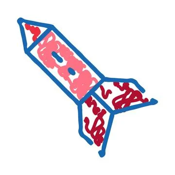 Rocket drawing launching into outer space exploration Stock Illustration