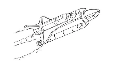 Rocket Drawing line art vector illustration for coloring book. Illustration