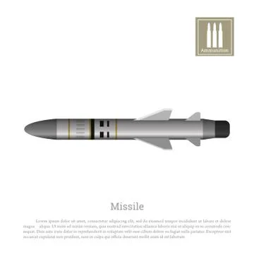 Rocket drawing on white background. Ballistic missile icon Stock Illustration