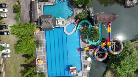 Rocket Drone View of Crystal Clear Swimming Pool Stock Footage 336521930