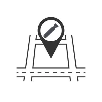 Rocket drop location icon. Potential danger icon Stock Illustration