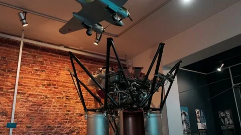 Rocket engine and nozzle at the Cosmonautics Museum Stock Footage 154656169