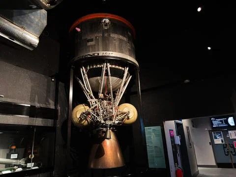 Rocket engine and spacecraft propulsion exhibit in a museum display at Live.. Stock Photos