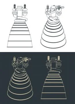 Rocket engine blueprints Stock Illustration