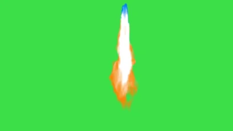 Rocket engine fire flame animation with blue and orange glow on green screen Stock Footage 329964507